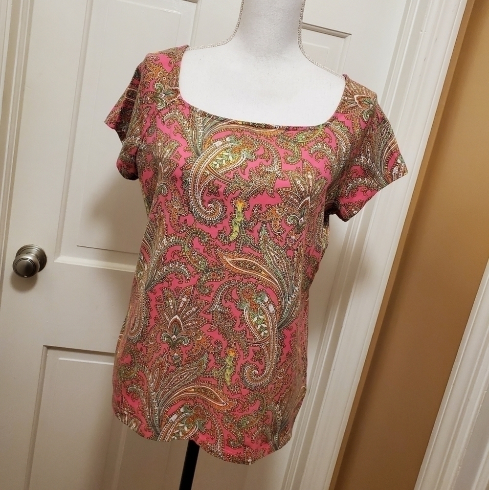 AMERICAN LIVING pink paisley tee-XL